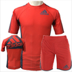 ADULT アダルト/adidas [Big Logo] 半袖ラッシュ+ショーツ セッアップ 赤 Red